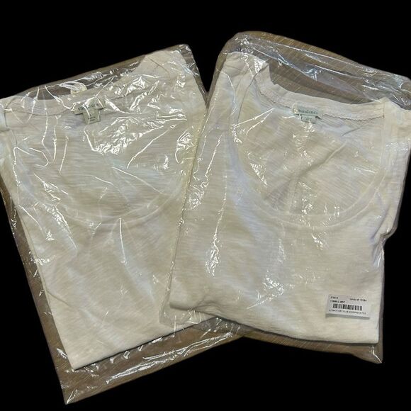 Sundance BUNDLE TWO Women's Ultimate Airy Slub T-Shirt, White, Size Large, NWT - Picture 1 of 5